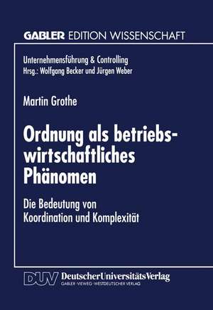 Ordnung als betriebswirtschaftliches Phänomen: Die Bedeutung von Koordination und Komplexität de Martin Grothe