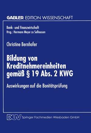 Bildung von Kreditnehmereinheiten gemäß § 19 Abs. 2 KWG: Auswirkungen auf die Bonitätsprüfung de Christine Bernhofer