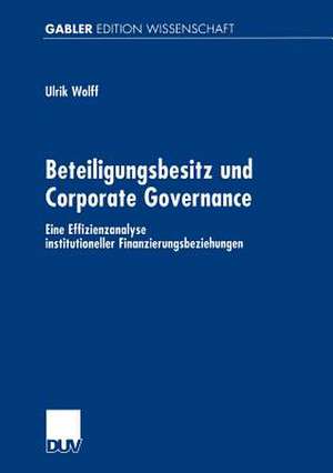 Beteiligungsbesitz und Corporate Governance: Eine Effizienzanalyse institutioneller Finanzierungsbeziehungen de Ulrik Wolff