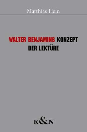 Walter Benjamins Konzept der Lektüre de Matthias Hein