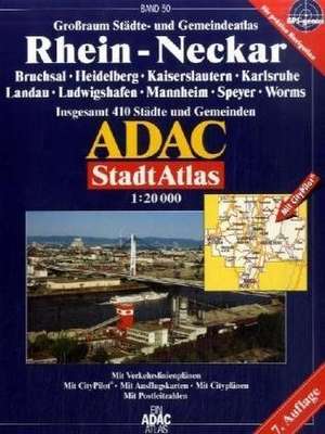 ADAC StadtAtlas Rhein-Neckar 1 : 20 000 mit Bruchsal, Heidelberg, Kaiserslautern, Karlsruhe