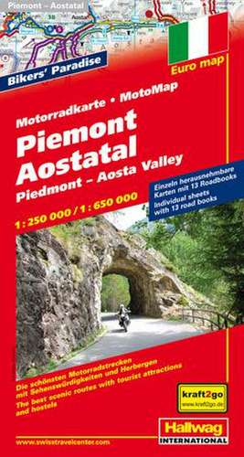 Piemont / Aostatal Motorradkarte 1 : 250 000 / 1 : 650 000