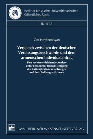 Vergleich zwischen der deutschen Verfassungsbeschwerde und dem armenischen Individualantrag de Gor Hovhannisyan