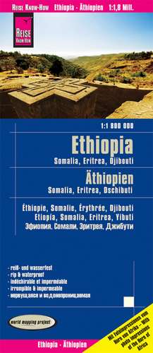 Reise Know-How Landkarte Äthiopien, Somalia, Eritrea, Dschibuti / Ethiopia, Somalia, Djibouti, Eritrea (1:1.800.000) de Reise Know-How Verlag Peter Rump