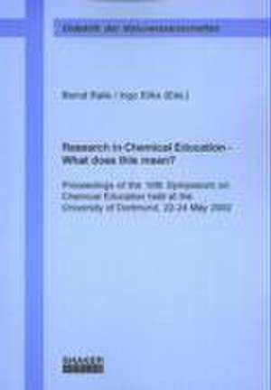 Research in Chemical Education - What does this mean? de Bernd Ralle