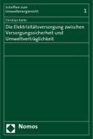 Die Elektrizitätsversorgung zwischen Versorgungssicherheit und Umweltverträglichkeit de Christian Kahle