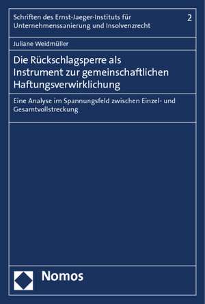 Die Rückschlagsperre als Instrument zur gemeinschaftlichen Haftungsverwirklichung de Juliane Weidmüller