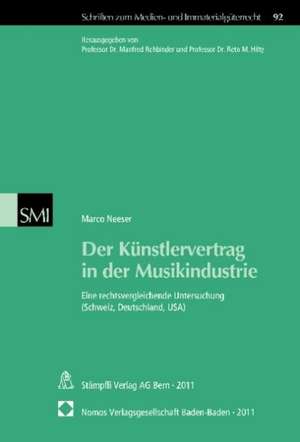 Der Künstlervertrag in der Musikindustrie de Marco Neeser