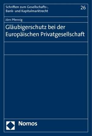 Glaubigerschutz Bei Der Europaischen Privatgesellschaft: Entwicklung Einer European Rule of Law? de Jörn Pfennig