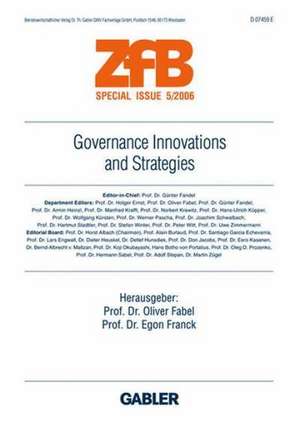 Governance Innovations and Strategies de Oliver Fabel