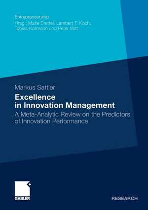 Excellence in Innovation Management: A Meta-Analytic Review on the Predictors of Innovation Performance de Markus Sattler