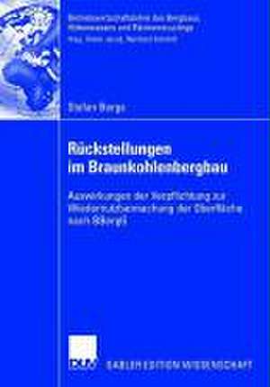 Rückstellungen im Braunkohlenbergbau: Auswirkungen der Verpflichtung zur Wiedernutzbarmachung der Oberfläche nach BBergG de Stefan Bergs