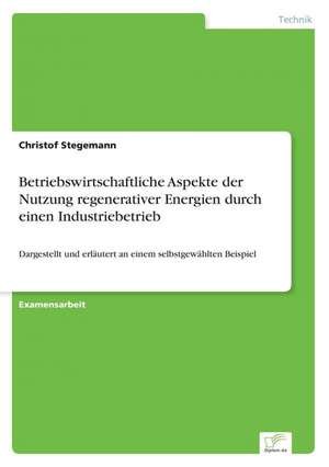 Betriebswirtschaftliche Aspekte der Nutzung regenerativer Energien durch einen Industriebetrieb de Christof Stegemann