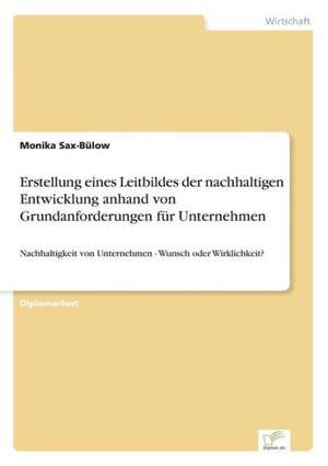 Erstellung eines Leitbildes der nachhaltigen Entwicklung anhand von Grundanforderungen für Unternehmen de Monika Sax-Bülow