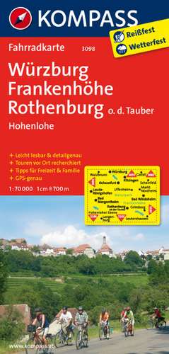 Würzburg - Frankenhöhe - Rothenburg o. d. Tauber - Hohenlohe 1 : 70 000 de Kompass-Karten Gmbh