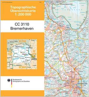 Topographische Übersichtskarte CC3110 Bremerhaven 1 : 200 000