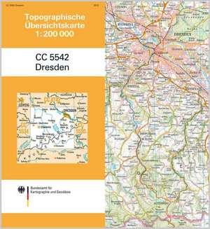 Topographische Übersichtskarte CC5542 Dresden 1 : 200 000