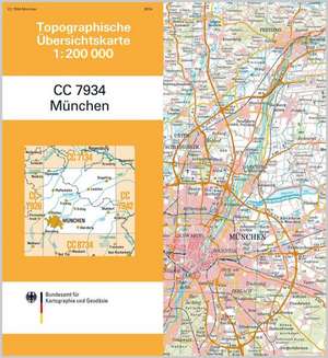 Topographische Übersichtskarte CC7934 München 1 : 200 000