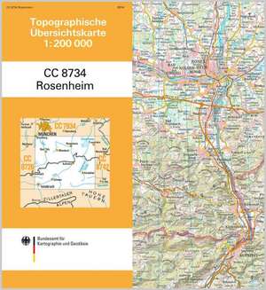 Topographische Übersichtskarte CC8734 Reichenhall 1 : 200 000