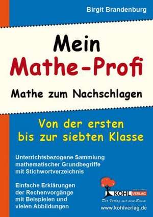 Mein Mathe-Profi Mathe zum Nachschlagen (bis 7. Schuljahr) de Birgit Brandenburg