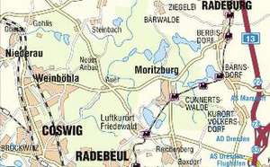 Moritzburg und Umgebung - Friedewald - Moritzburger Teichgebiet 1 : 15 000