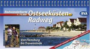 Ostseeküsten-Radweg 1 : 75 000. Radwanderkarte de Hans Jürgen Fuß