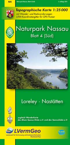 Naturpark Nassau 4 (Süd). Loreley 1 : 25 000. Wanderkarte