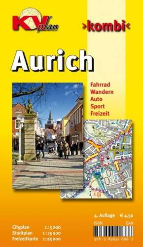 Aurich, KVplan, Radkarte/Freizeitkarte/Stadtplan, 1:25.000 / 1:15.000 / 1:5.000