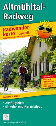 Radwanderkarte Altmühltal-Radweg, Rothenburg o. d. T. - Kelheim 1 : 50 000