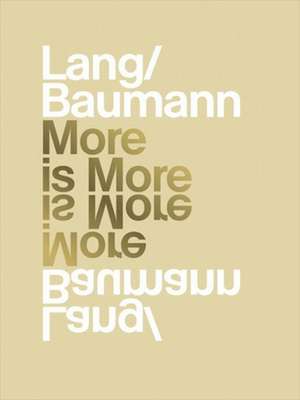 Lang/Baumann: More Is More de Sabina Lang