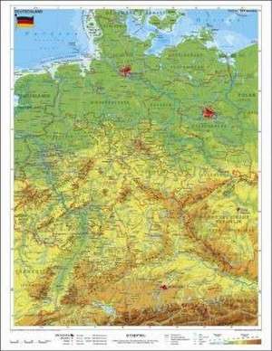 Deutschland, physisch 1 : 1 100 000. Wandkarte Kleinformat ohne Metallstäbe