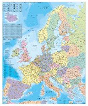 Europa Organisationskarte 1 : 3 600 000. Wandkarte Großformat mit Metallstäben