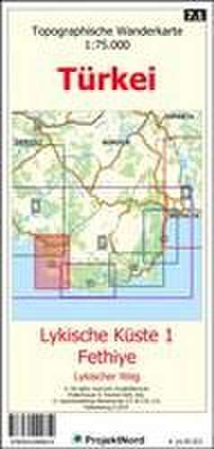 Lykische Küste 1 - Fethiye - Lykischer Weg - Topographische Wanderkarte 1:75.000 Türkei (Blatt 7.1) de Jens Uwe Mollenhauer