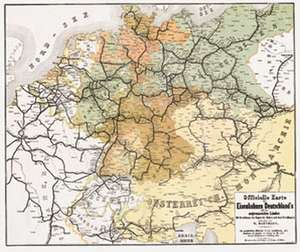 Officielle Karte der Eisenbahnen Deutschlands und der angrenzenden Länder 1862/1863. Gerollt de W. Hartmann