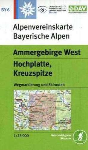 DAV Alpenvereinskarte Bayerische Alpen 06 Ammergebirge West, Hochplatte, Kreuzspitze 1:25.000. Wanderkarte