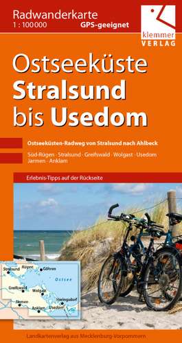 Radwanderkarte Ostseeküste Stralsund bis Usedom 1 : 100 000 de Klaus Klemmer