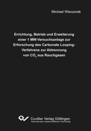 Errichtung, Betrieb und Erweiterung einer 1 MW-Versuchsanlage zur Erforschung des Carbonate Looping-Verfahrens zur Abtrennung von CO2 aus Rauchgasen de Michael Wieczorek