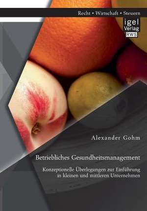 Betriebliches Gesundheitsmanagement: Konzeptionelle Uberlegungen Zur Einfuhrung in Kleinen Und Mittleren Unternehmen de Alexander Gohm