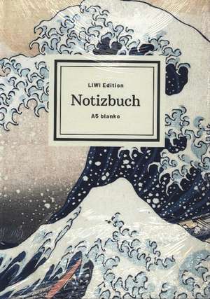 Notizbuch schön gestaltet mit Leseband - A5 Hardcover blanko - Hokusai "Die große Welle vor Kanagawa" - 100 Seiten 90g/m² - FSC Papier de Notizbuch A5