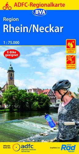 ADFC-Regionalkarte Region Rhein/Neckar, 1:75.000, mit Tagestourenvorschlägen, reiß- und wetterfest, E-Bike-geeignet, GPS-Tracks Download de Allgemeiner Deutscher Fahrrad-Club e.V. (ADFC)