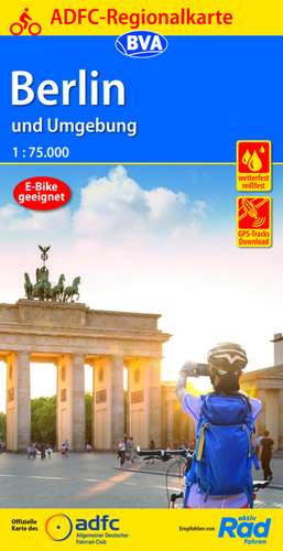 ADFC-Regionalkarte Berlin und Umgebung, 1:75.000, mit Tagestourenvorschlägen, reiß- und wetterfest, E-Bike-geeignet, mit Knotenpunkten, GPS-Tracks Download de Allgemeiner Deutscher Fahrrad-Club e.V. (ADFC)