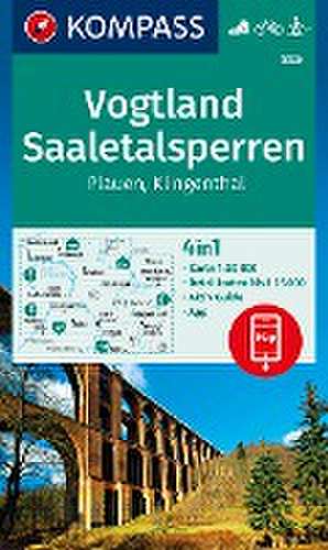 Vogtland, Saaletalsperren, Plauen, Klingenthal 1:50 000 de Kompass-Karten Gmbh