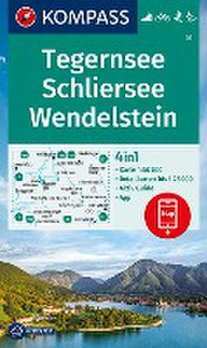 KOMPASS Wanderkarte 8 Tegernsee, Schliersee, Wendelstein 1:50.000 de KOMPASS-Karten GmbH