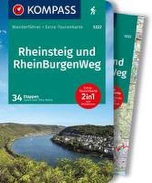 KOMPASS Wanderführer Rheinsteig RheinBurgenWeg, 34 Etappen mit Extra-Tourenkarte de Silvia und Thilo Behla