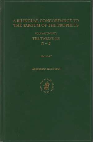 Bilingual Concordance to the Targum of the Prophets, Volume 20 Twelve (ayin – taw) de Alberdina Houtman