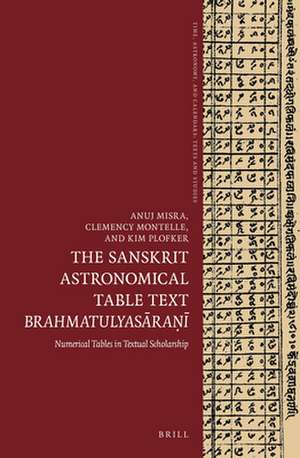 The Sanskrit Astronomical Table Text <i>Brahmatulyasāraṇī</i>: Numerical tables in textual scholarship de Anuj Misra