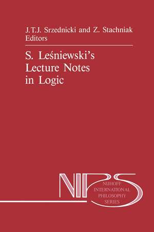 S. Leśniewski’s Lecture Notes in Logic de Jan J.T. Srzednicki