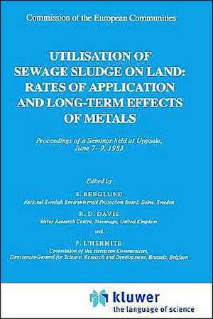 Utilization of Sewage Sludge on Land: Rates of Application and Long-Term Effects of Metals de R.D. Davis