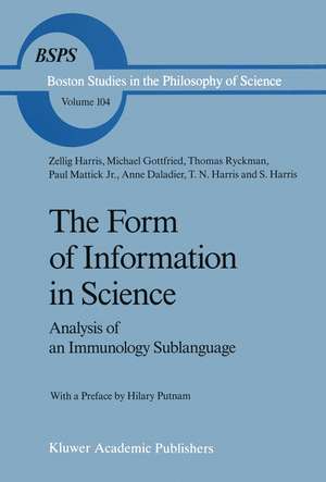 The Form of Information in Science: Analysis of an Immunology Sublanguage de Z. Harris