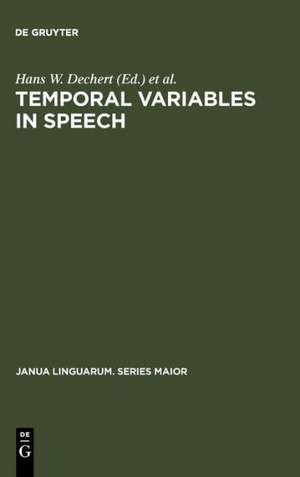 Temporal Variables in Speech: Studies in Honour of Frieda Goldman-Eisler de Hans W. Dechert